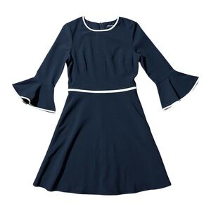 Maggy London Navy Dress with White Piping